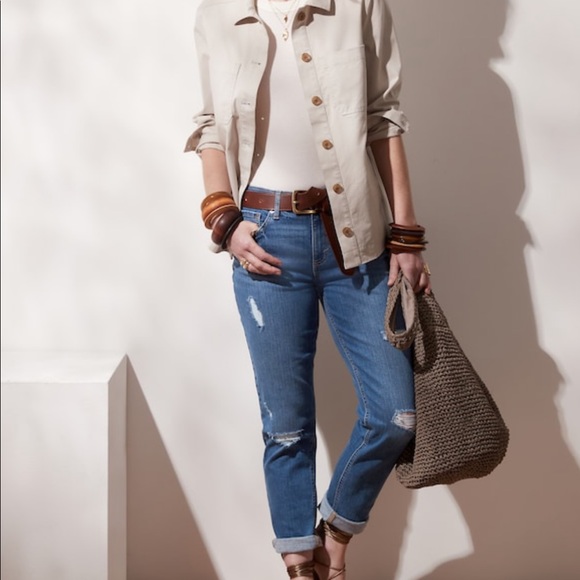 Banana Republic Denim - Banana Republic Low-Rise Medium Wash Destructed Girlfriend Jeans